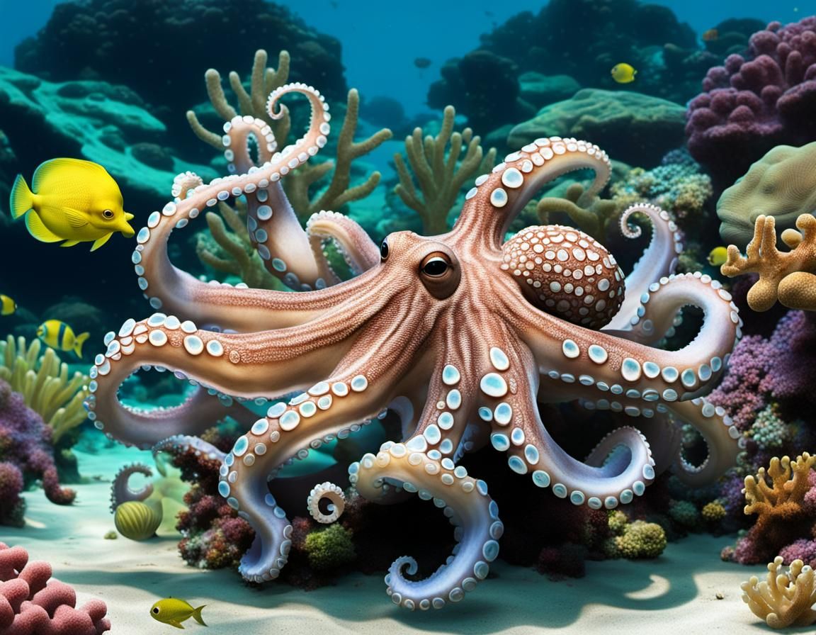 Underwater Octopus Garden in Shaded Sunlight