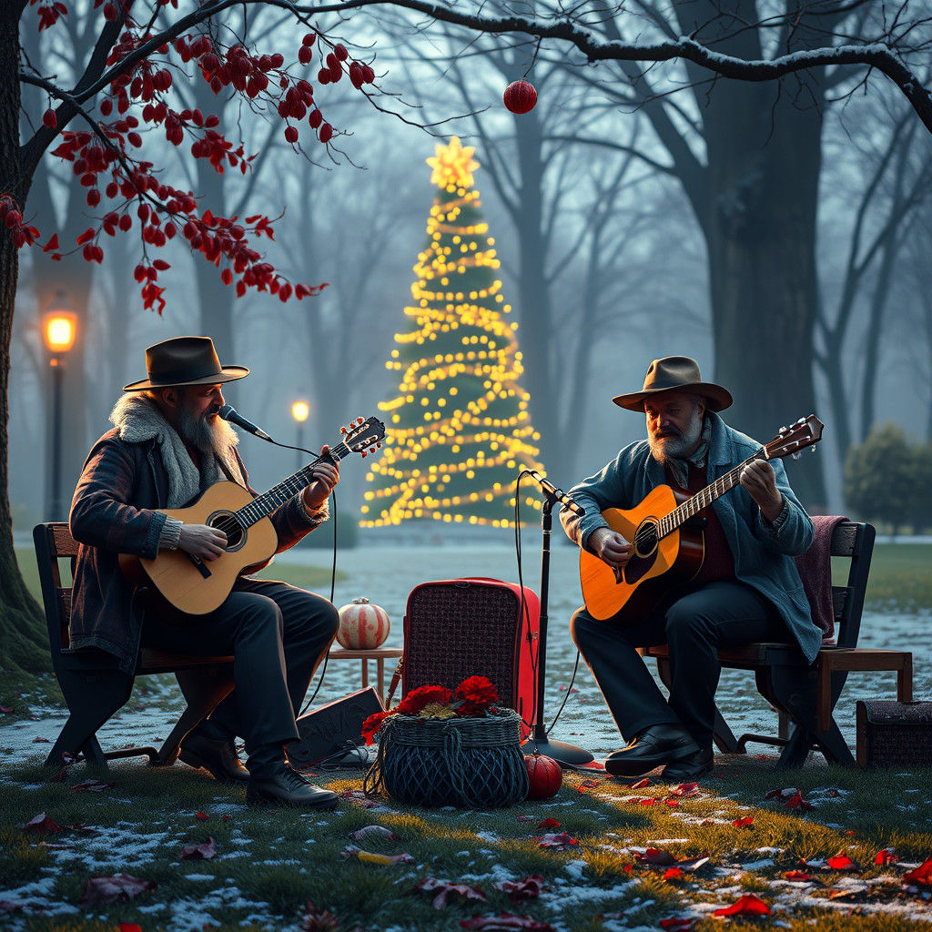Bluegrass Band Plays Christmas Music: Matte Painting
