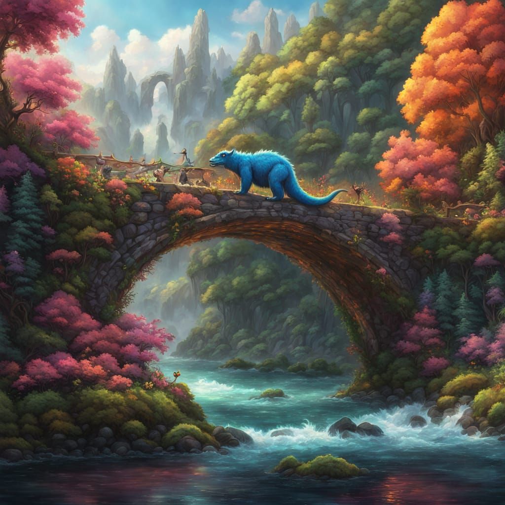 Monster on an old bridge