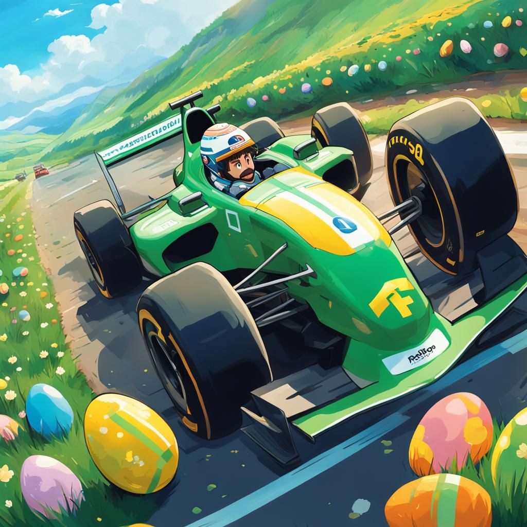 Fernando Alonso Drives Easter Egg F1 Car