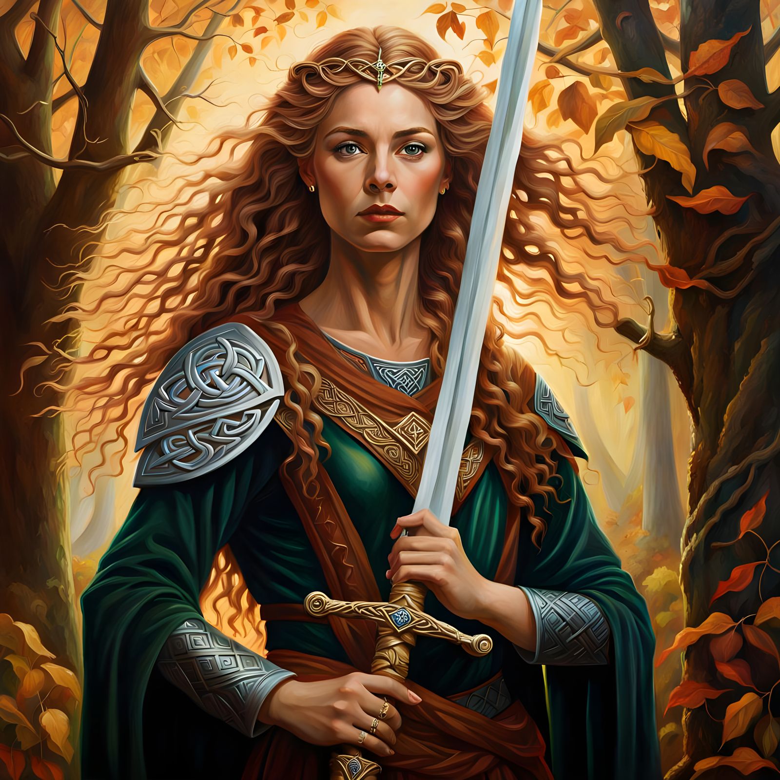 Celtic Sorceress Ceridwen Portrait in Art Nouveau Style