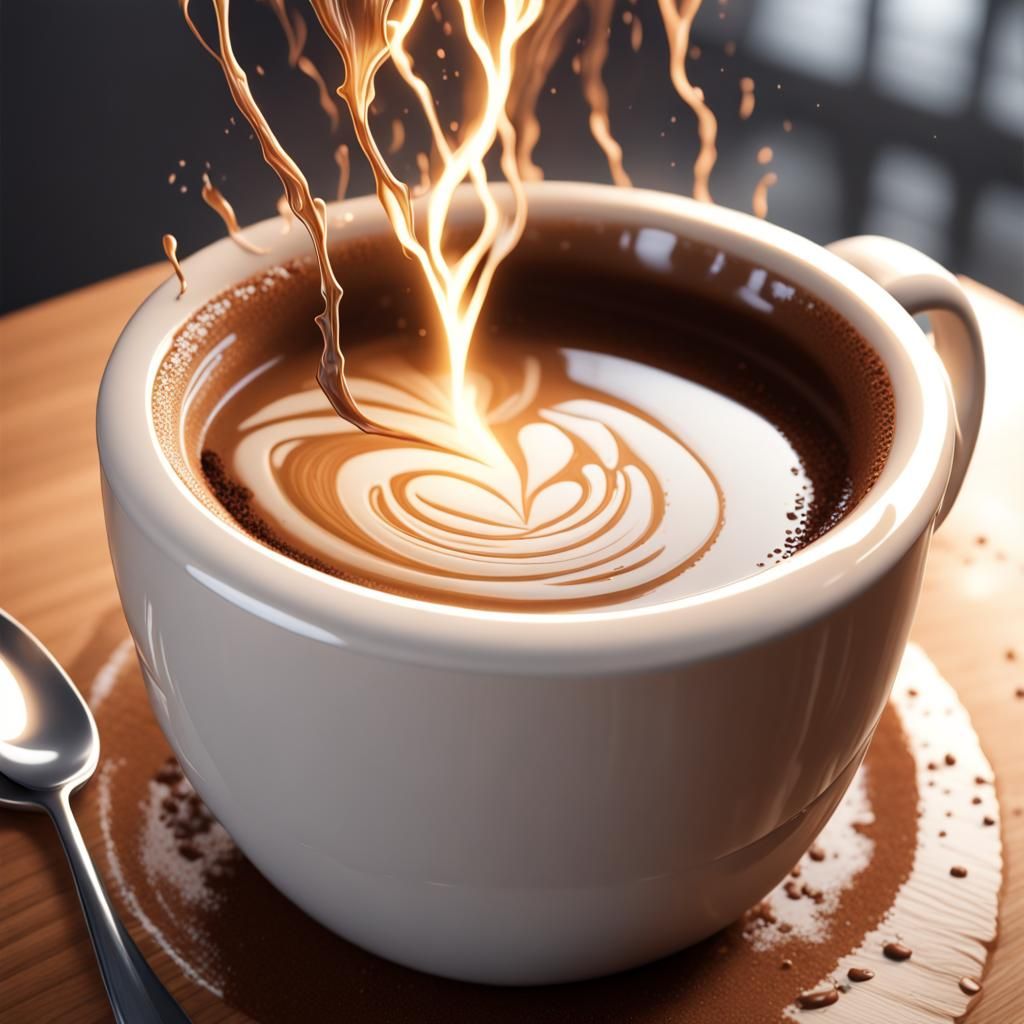 Stormy Coffee Cup: Hyperrealistic Fantasy Concept Art