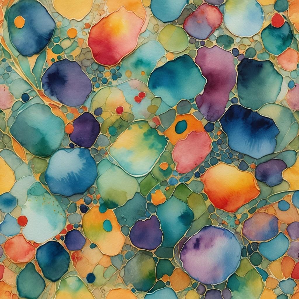 Vibrant Abstract Watercolor Shapes, Macro Photography