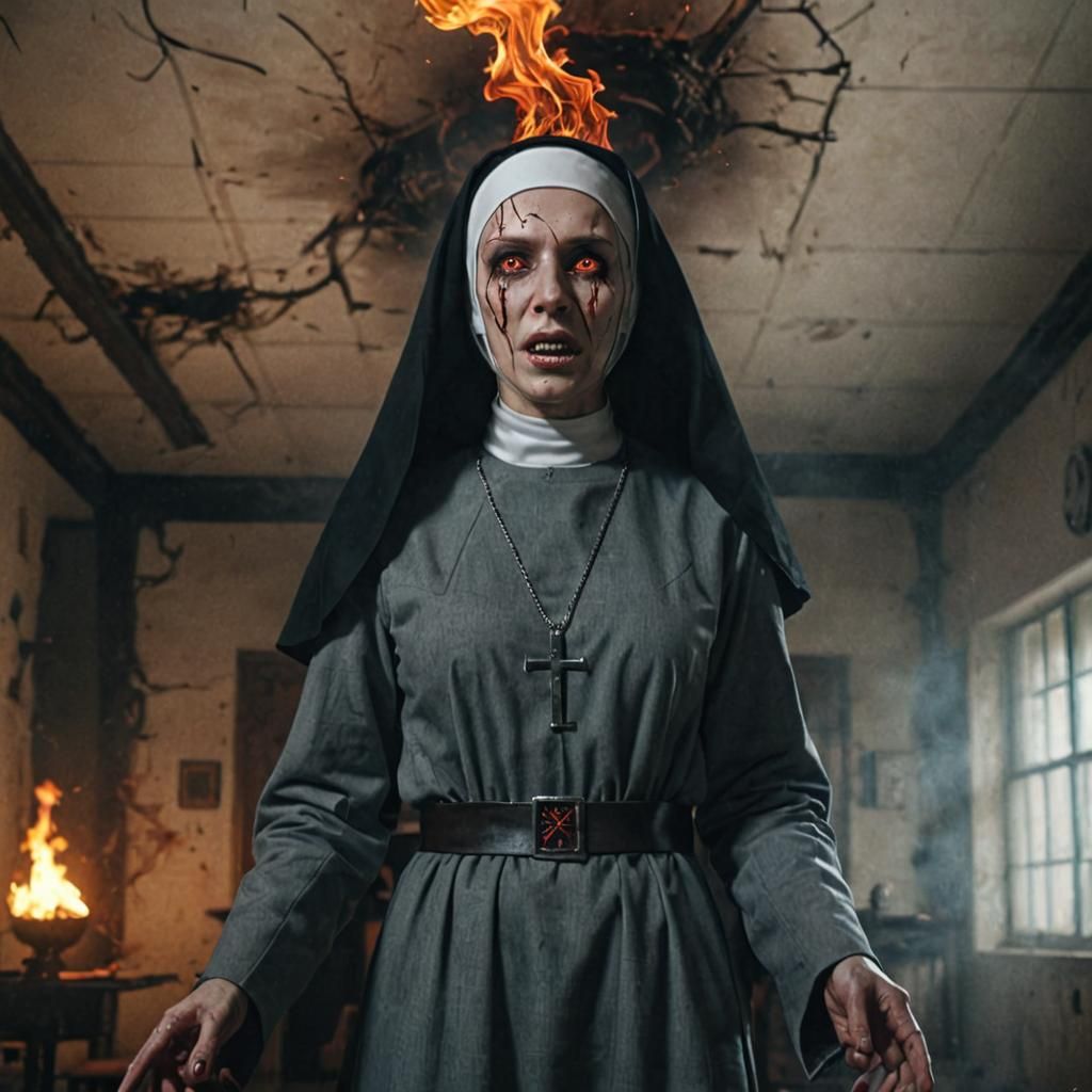 Demonic Nun Possessed in Nurse School, Ultra-Realistic