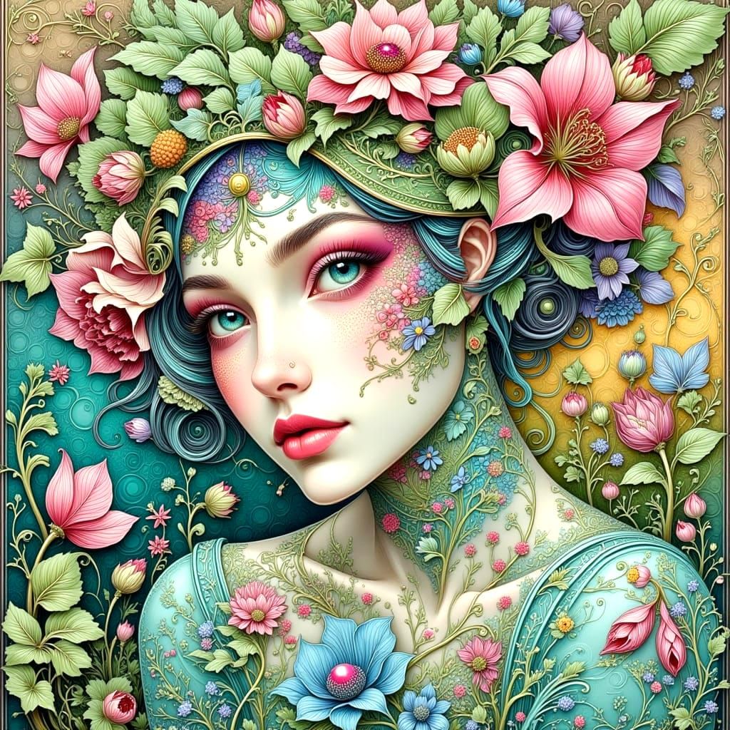 Ethereal Fairy in Vibrant Zentangle Art