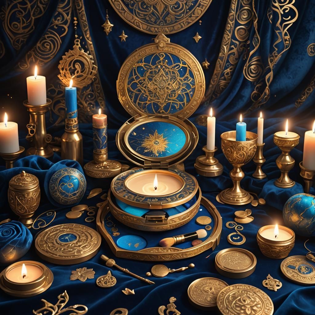 Mystical Glowing Makeup Kit in Candle-Lit Chamber