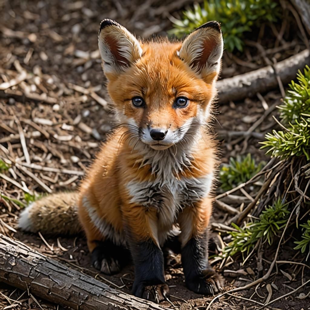 Adorable Fox Pup with Smooth Fur