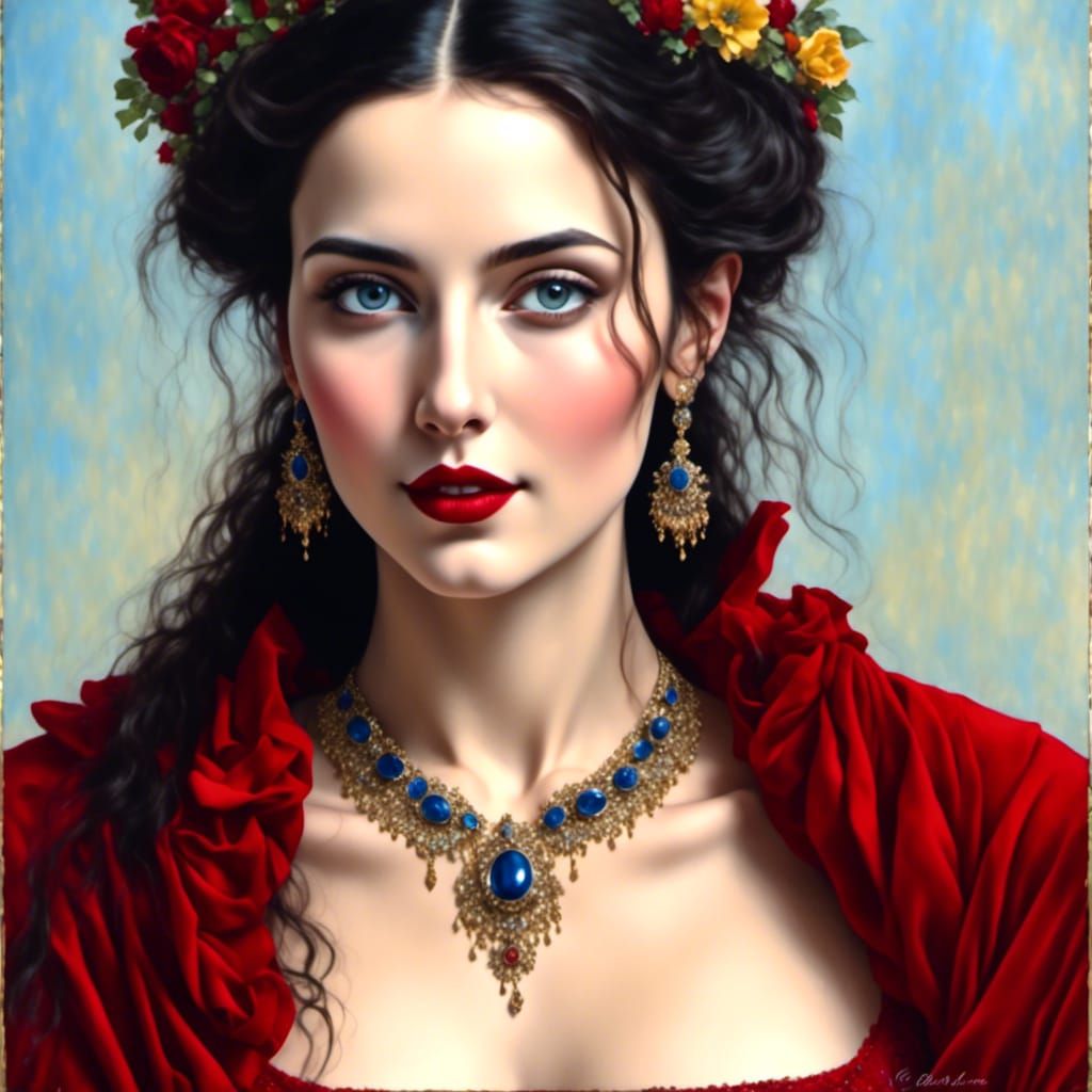 Mona Lisa Style Italian Beauty in Renaissance Style
