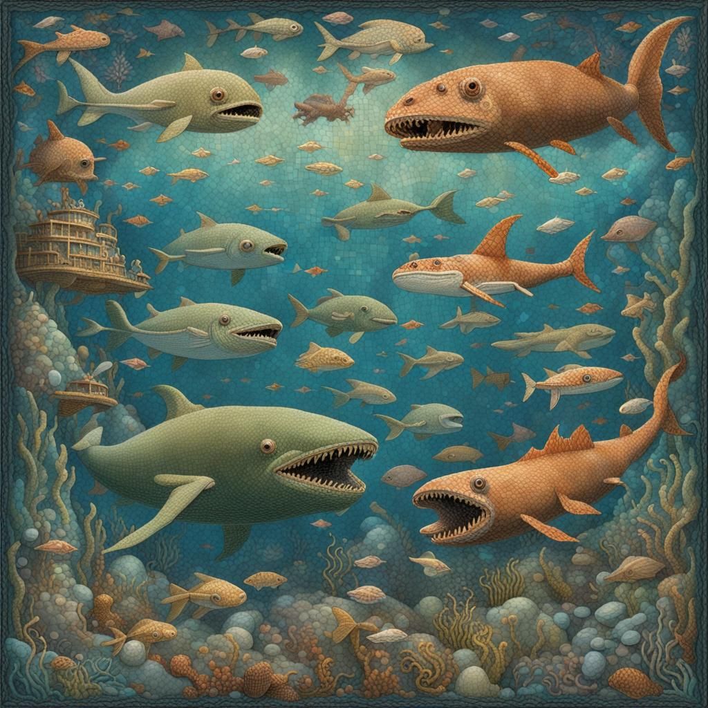 Underwater Mosaic Inspired by Jules Verne
