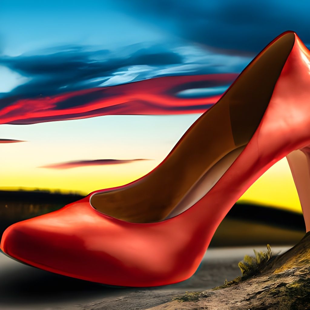 Red High Heel Shoe: Violence Against Women, Impasto