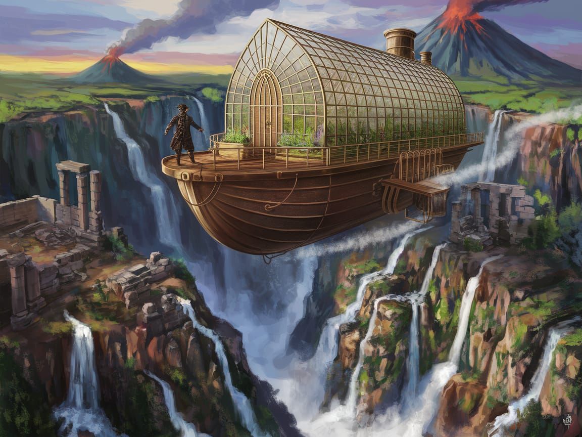 Steampunk Pilot Embarks on a Dramatic Jungle Adventure