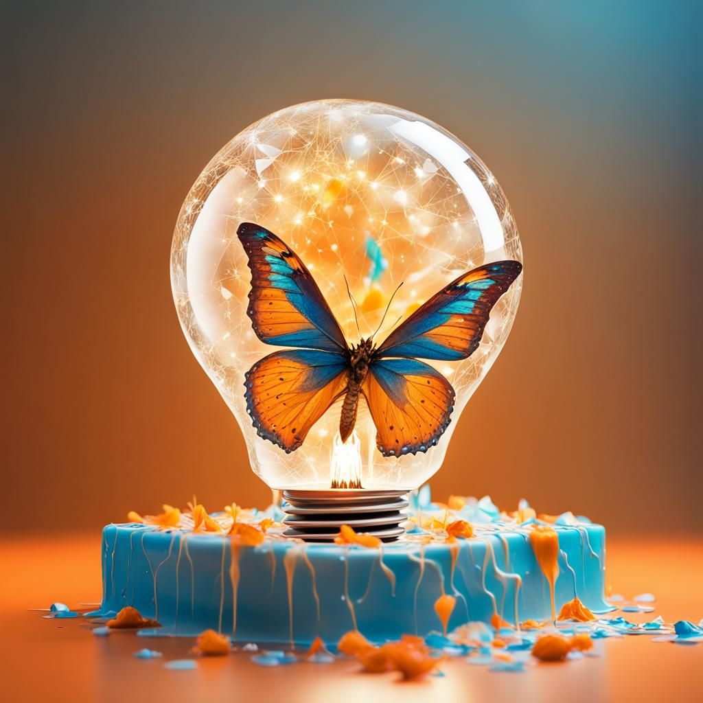 Marble Birthday Cake Sculpture in Light Bulb