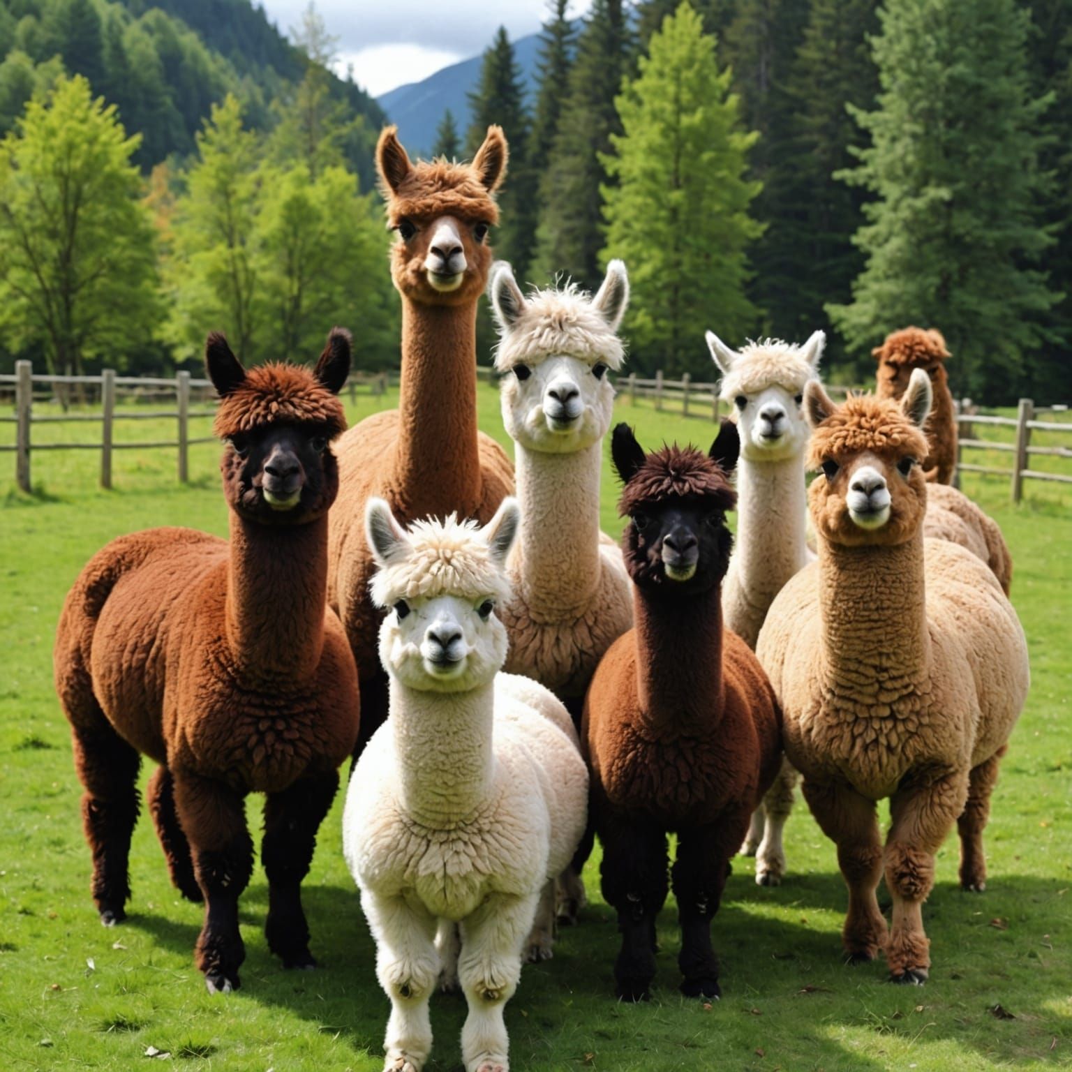 Cute Alpacas in a Fantastical Landscape