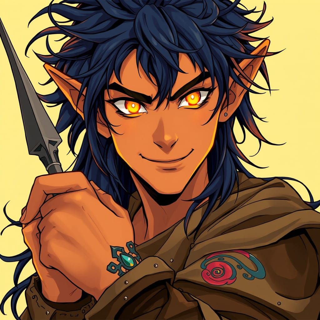 Elven Warlock with Anime-Inspired Anime Art