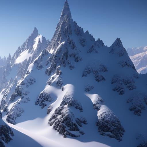 Snowy Mountain in Detailed Fantasy Art Style