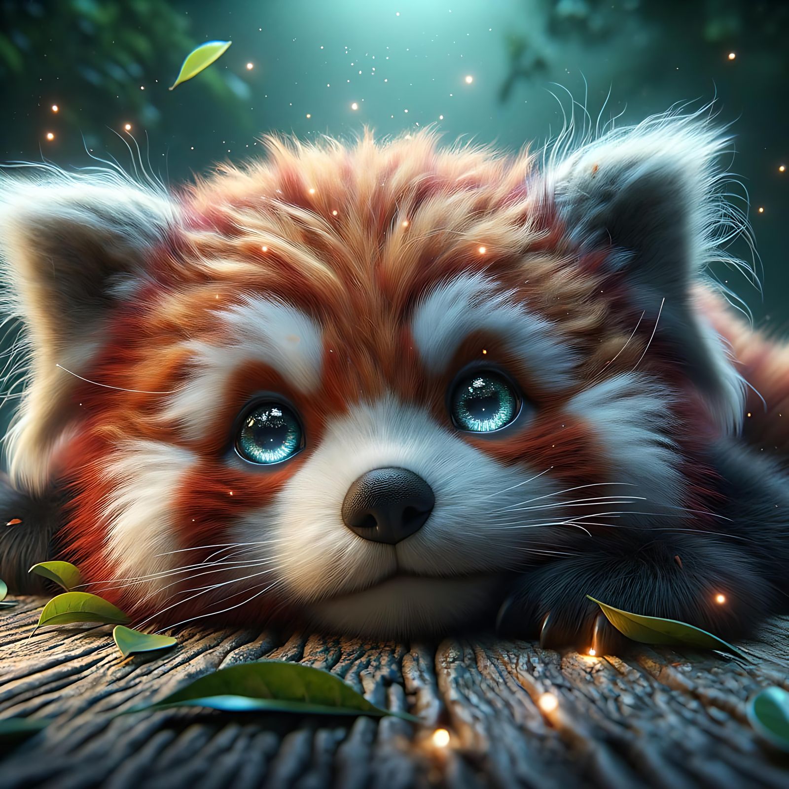 Hyper-Realistic Red Panda in Enchanting Forest