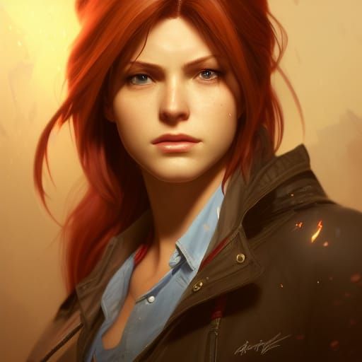 Claire Redfield Portrait in Hyperdetailed Art Style