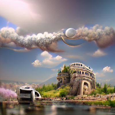 Primitive Civilization Time Machine Matte Painting