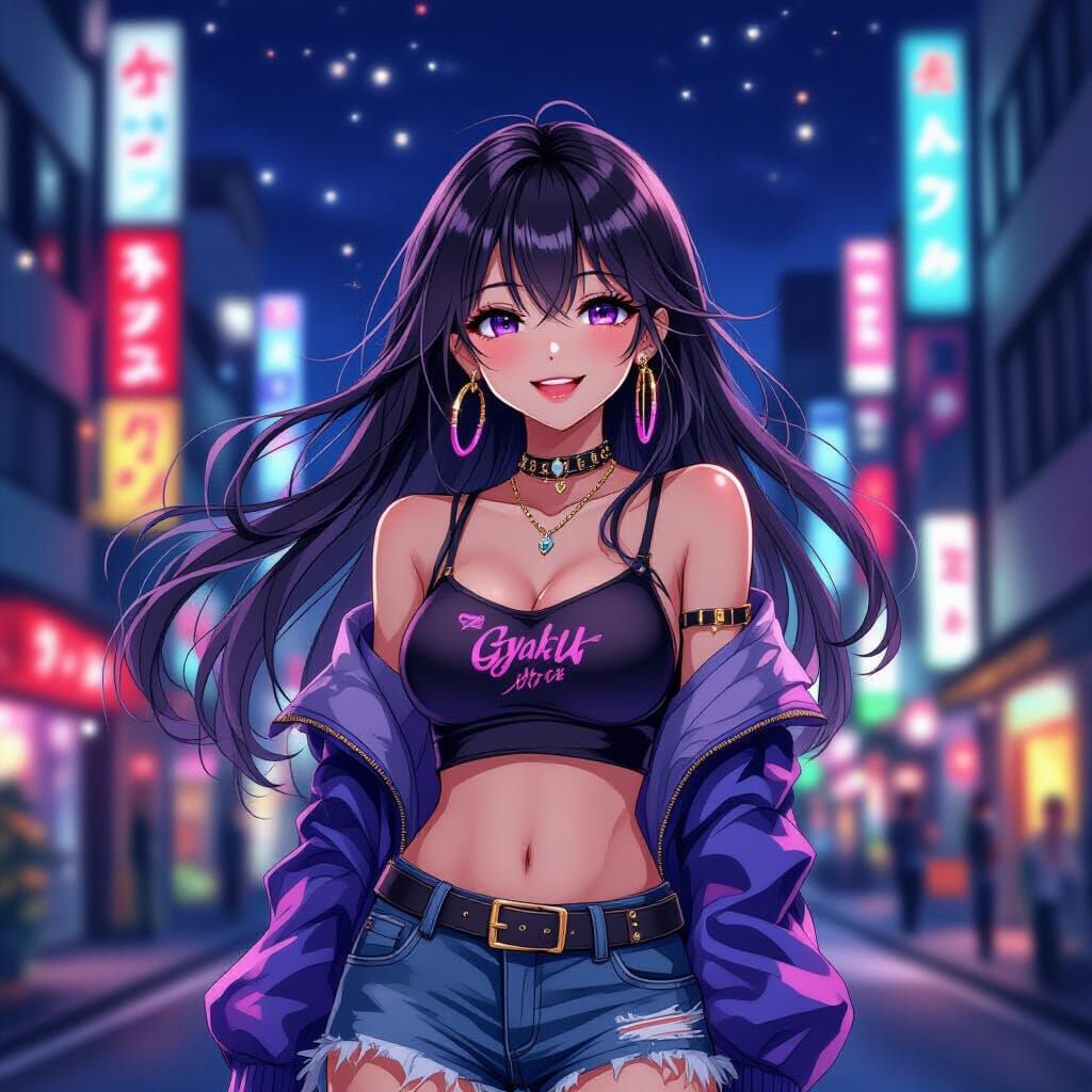Gyaru Woman in Anime Manga Style