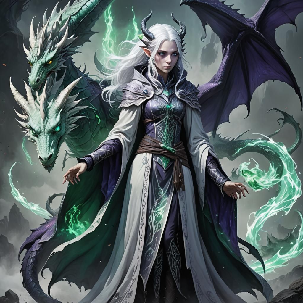 Mystical Changeling and Dragon in Dark Fantasy Art