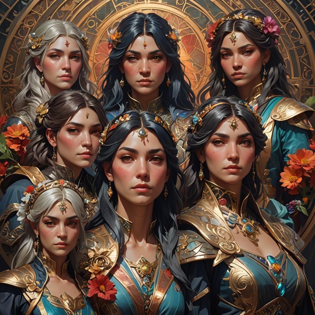 Portraits of Singers in Art Nouveau Style