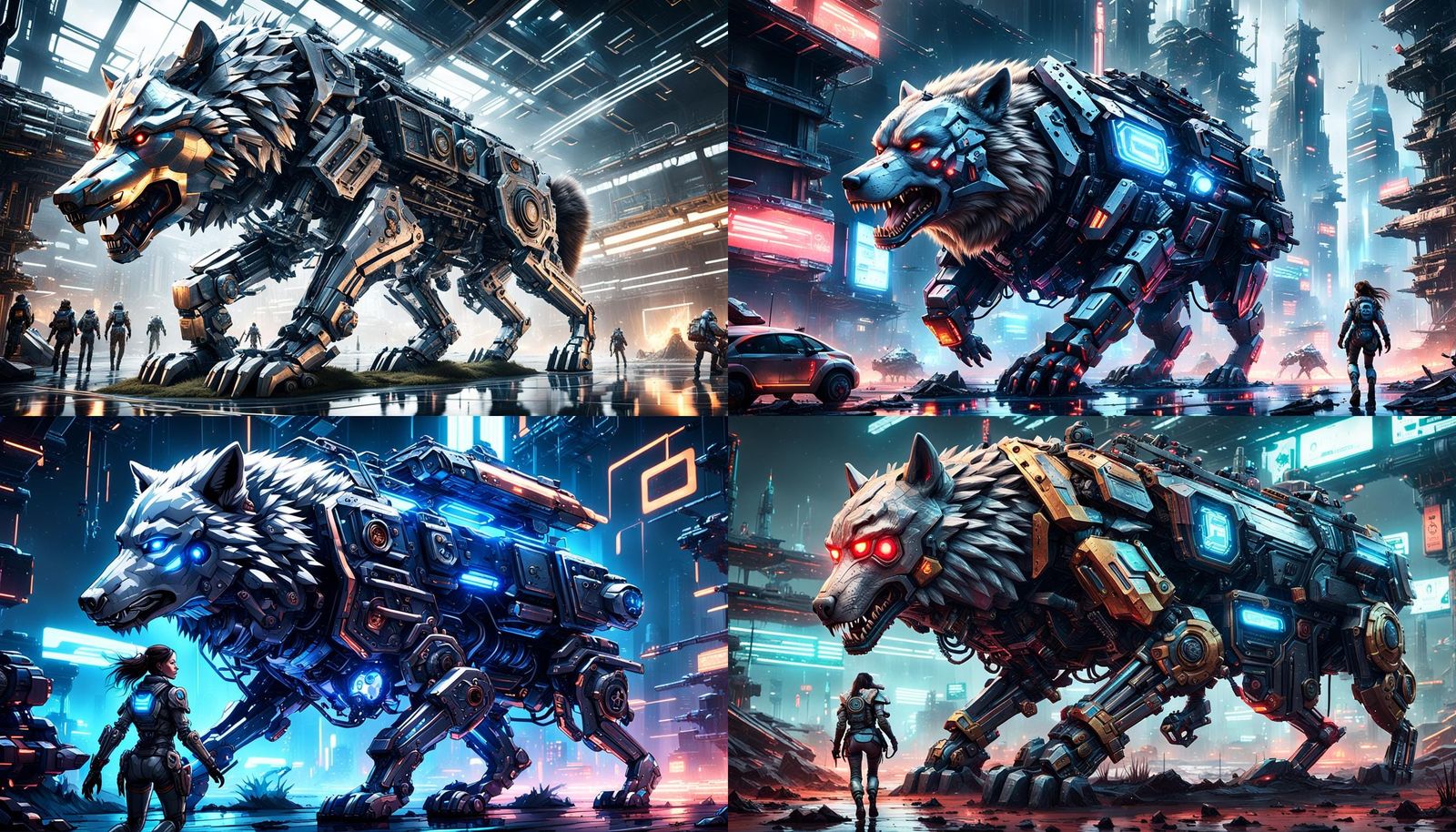 Wolf Woman Rides Armored Bear into Sci-Fi Battle