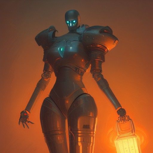 Funny Robot in Dark Fantasy Style