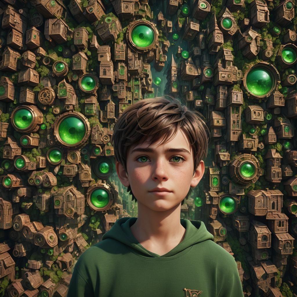 Boy with Brown Hair, Detailed Matte Painting