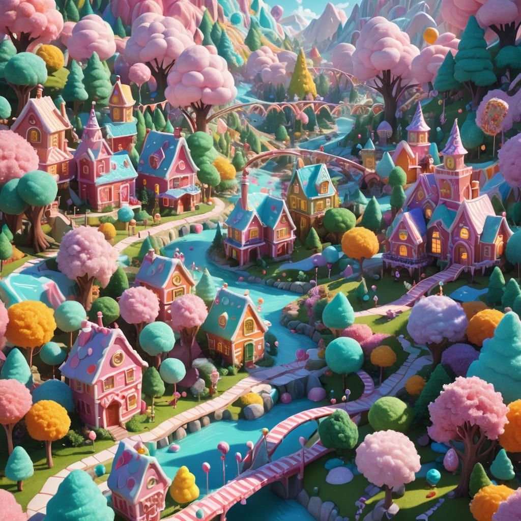 Candy Land: Vibrant Concept Art in Pastel Hues