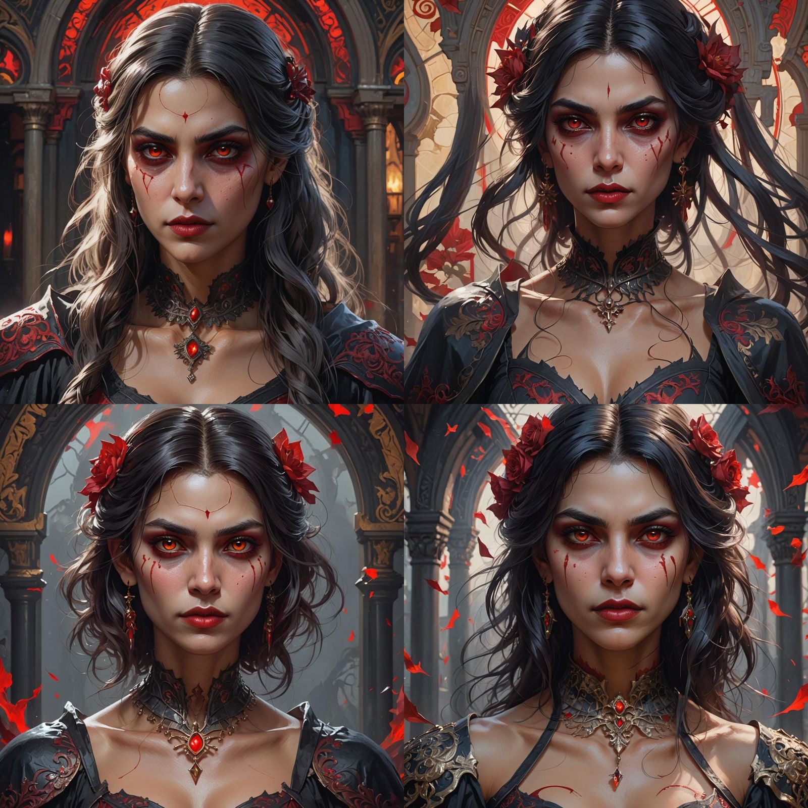 Latina Vampire Portrait in Hyperdetailed Digital Art