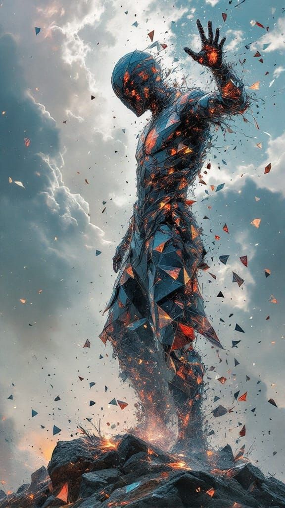 Forgotten Warrior Fractured in Shattered Glass, Ethereal Con...