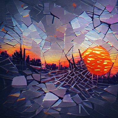 Minimalist Shattered Sunset Abstract Art