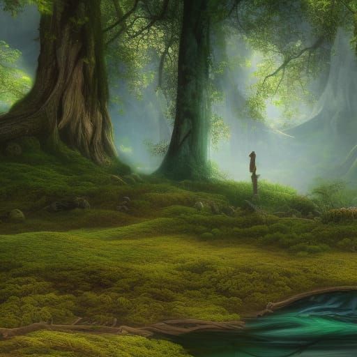 Enchanting Wood Elf in a Detailed Forest