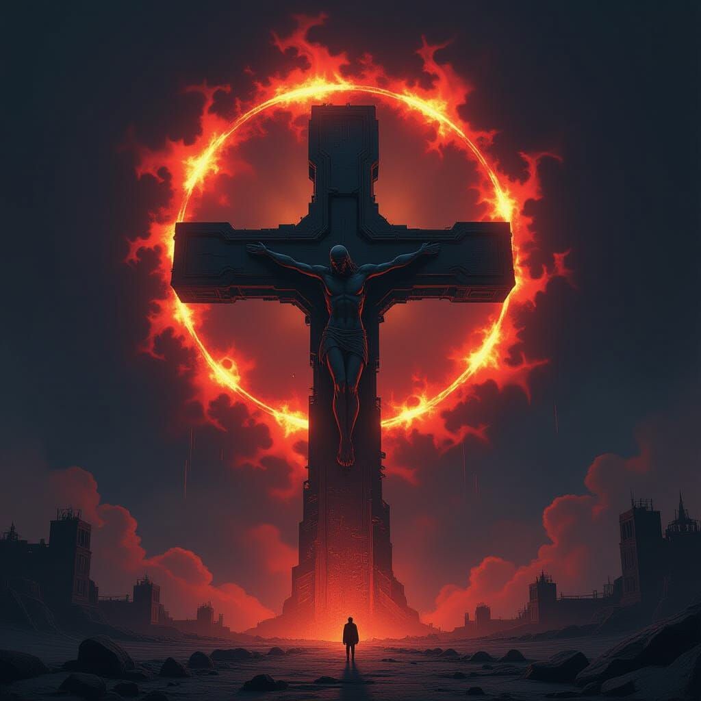 Dark Inverted Cross in Ring of Fire