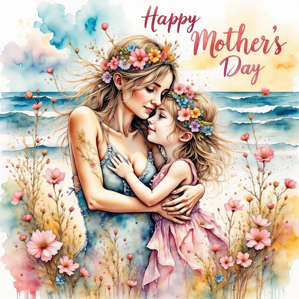 Mother and Daughter Share a Heartwarming Moment on a Serene ...