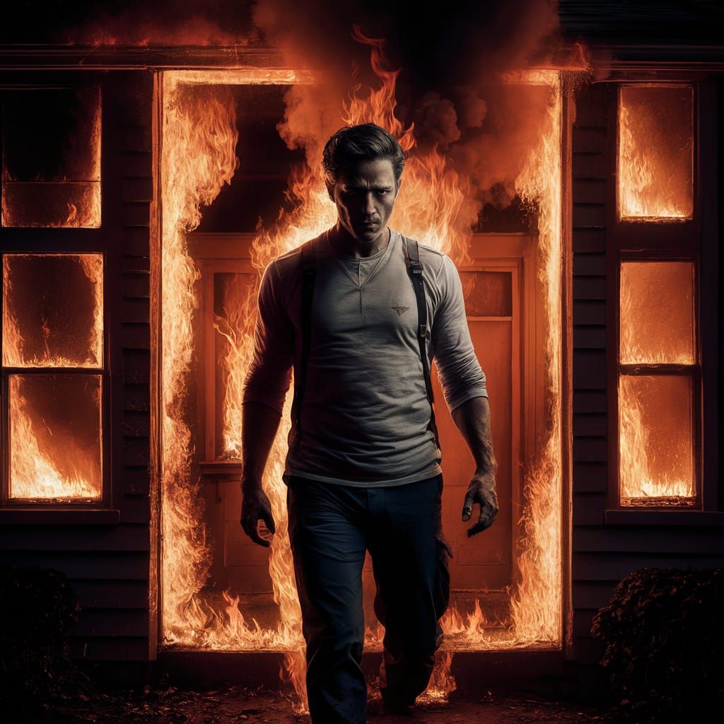Ordinary Man Stands Defiant in Burning House
