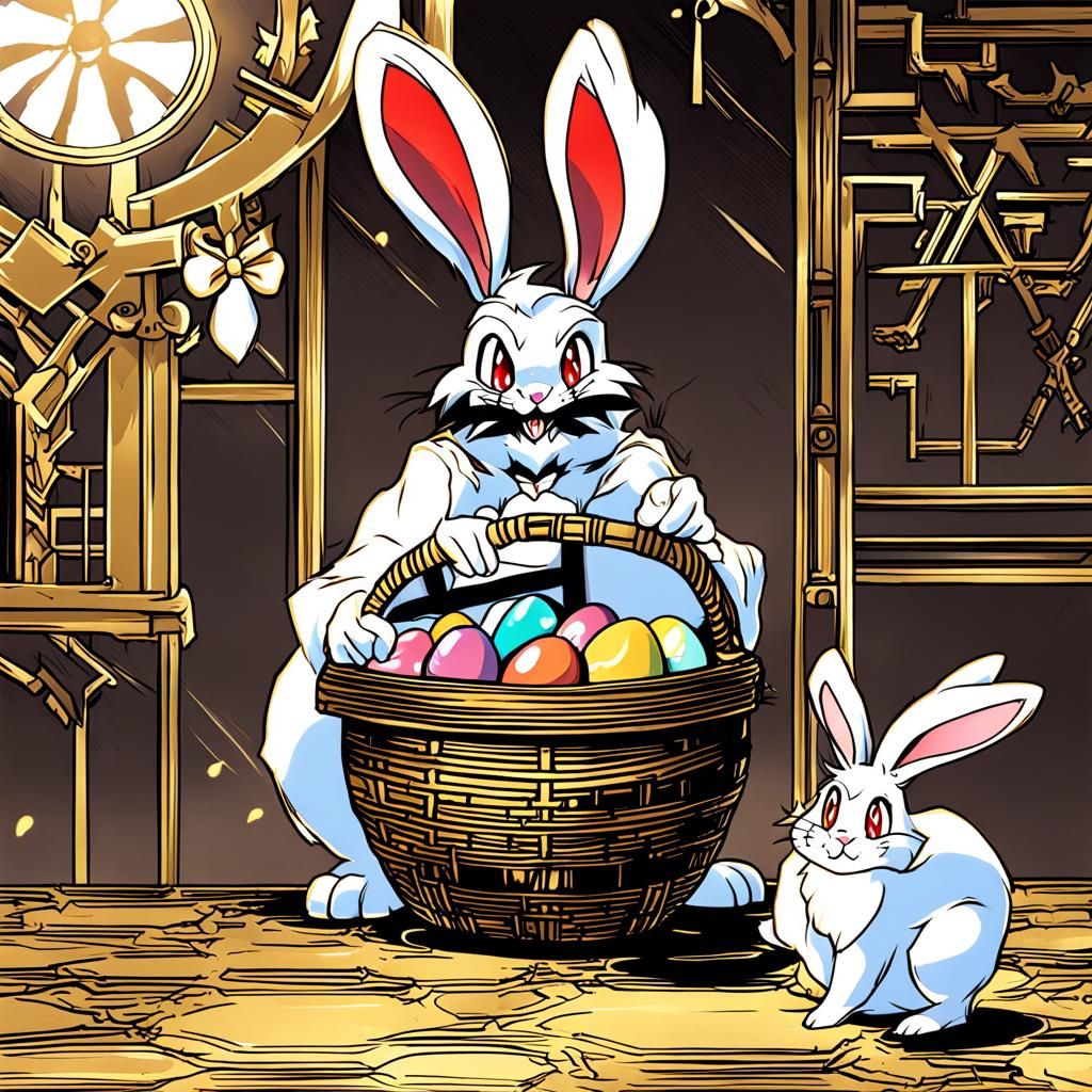 Evil Easter Bunny in Anime Style
