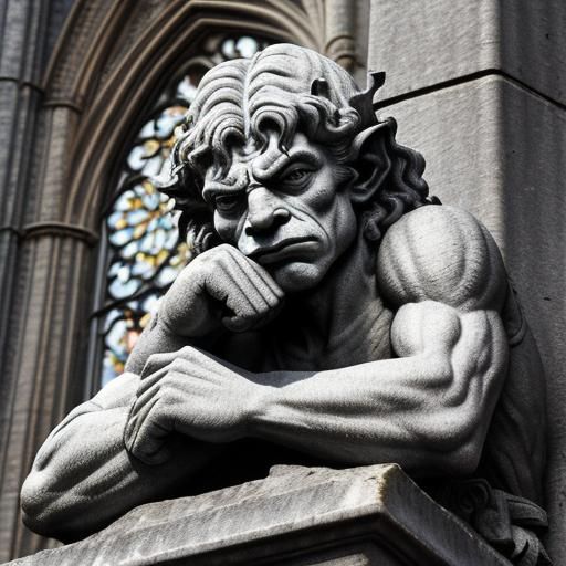 Mick Jagger Gargoyle Overlooking Paris in Logo Style