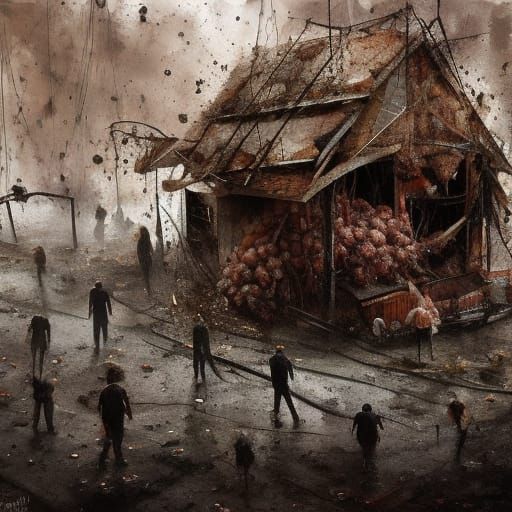 Deluge of Potatoes: Dark Art Catastrophe in Oil