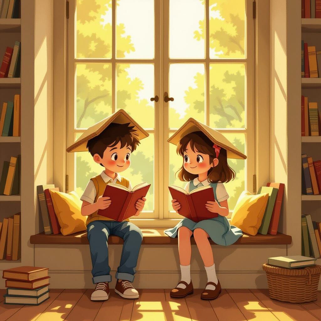 Children's Imaginative Play in Dreamy Storybook Style