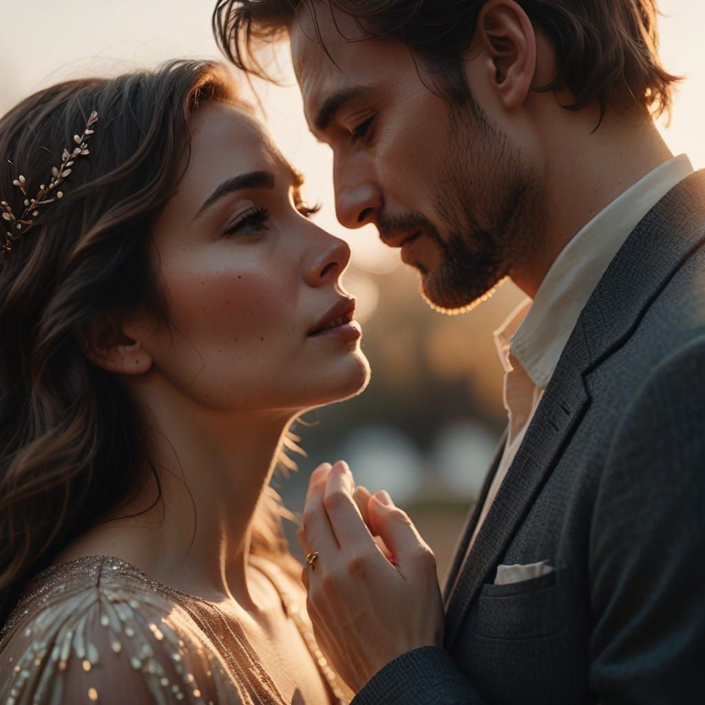 Romantic Cinematic Moment in Warm Golden Light