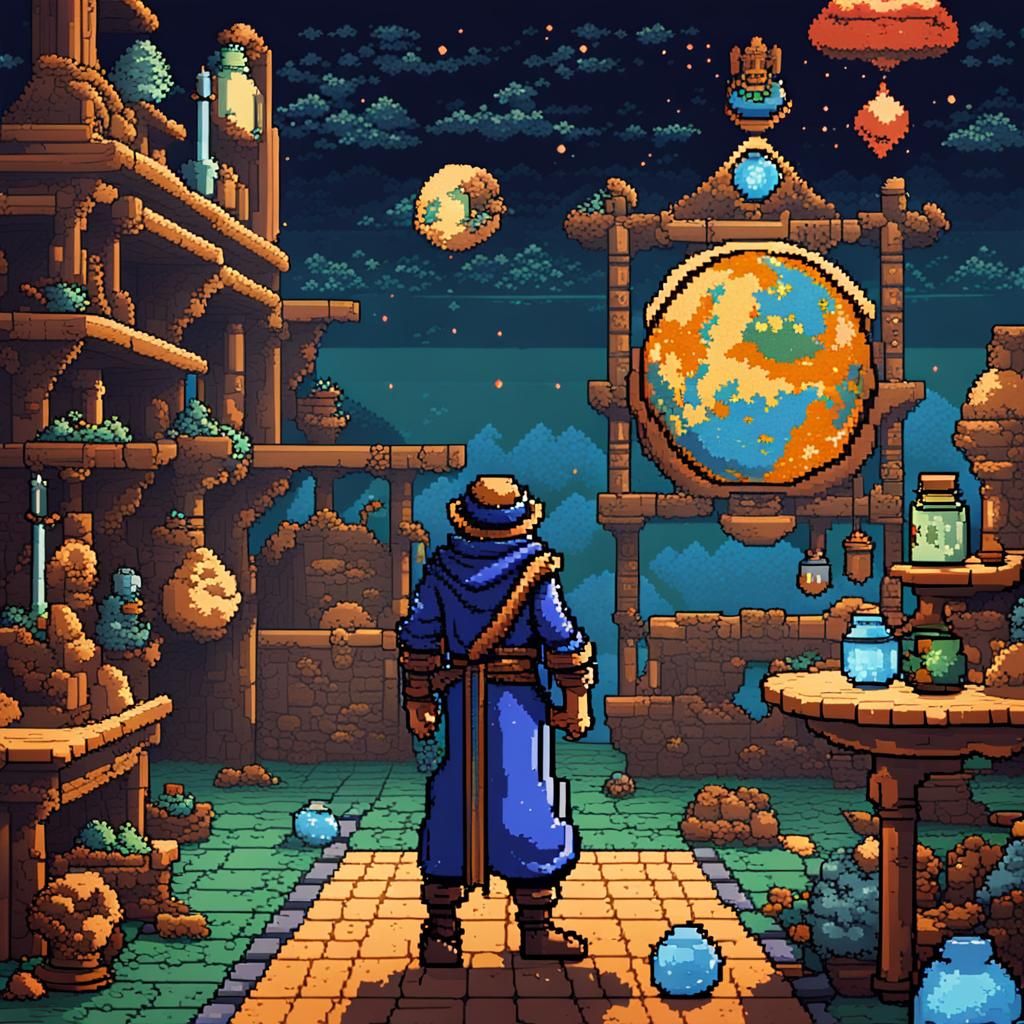 Alchemist in 8-Bit Video Game Art