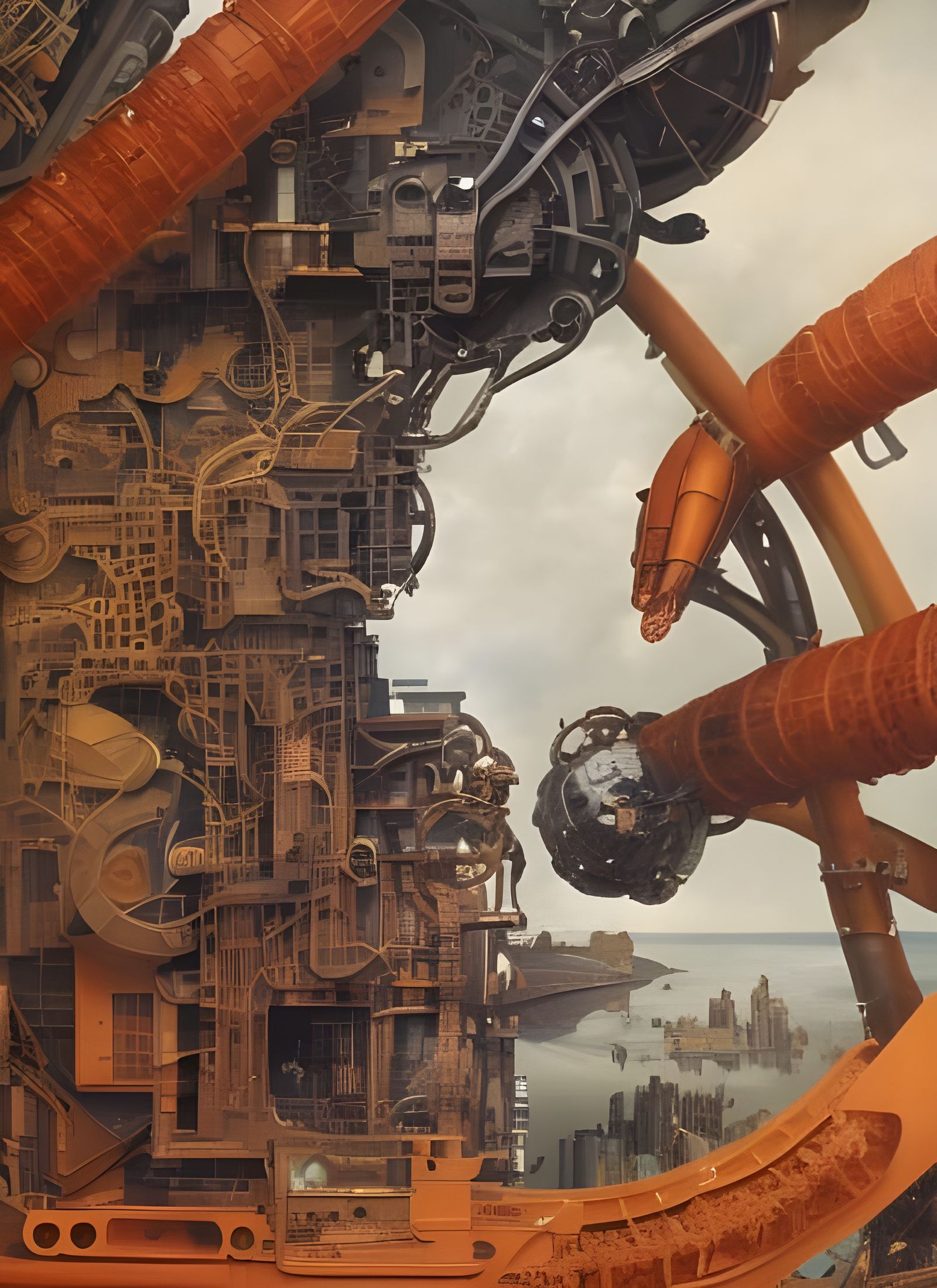 Deconstructed Brain in Industrial Precisionist Style