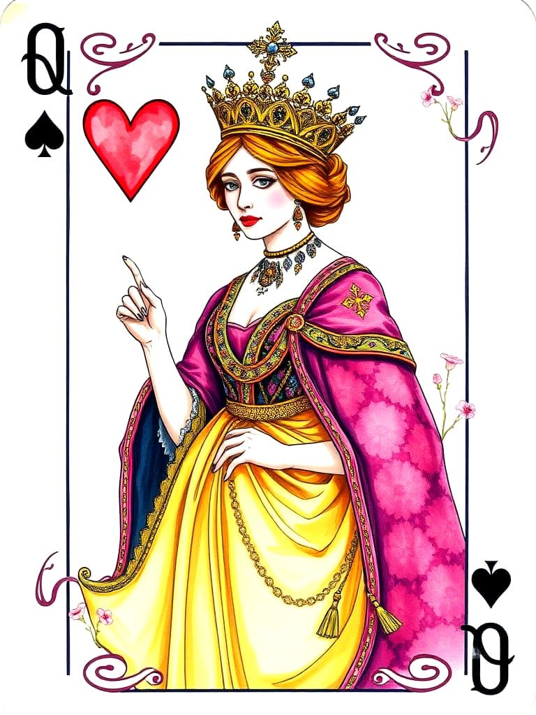 Sensual Victorian Queen of Spades Illustration