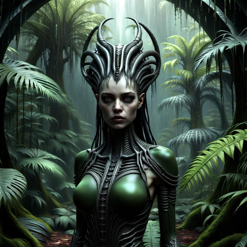 Rainforest Girl: 3D Model in Giger Style