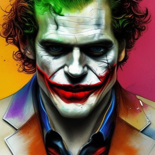 Crayon Caricature of Joker-like Character