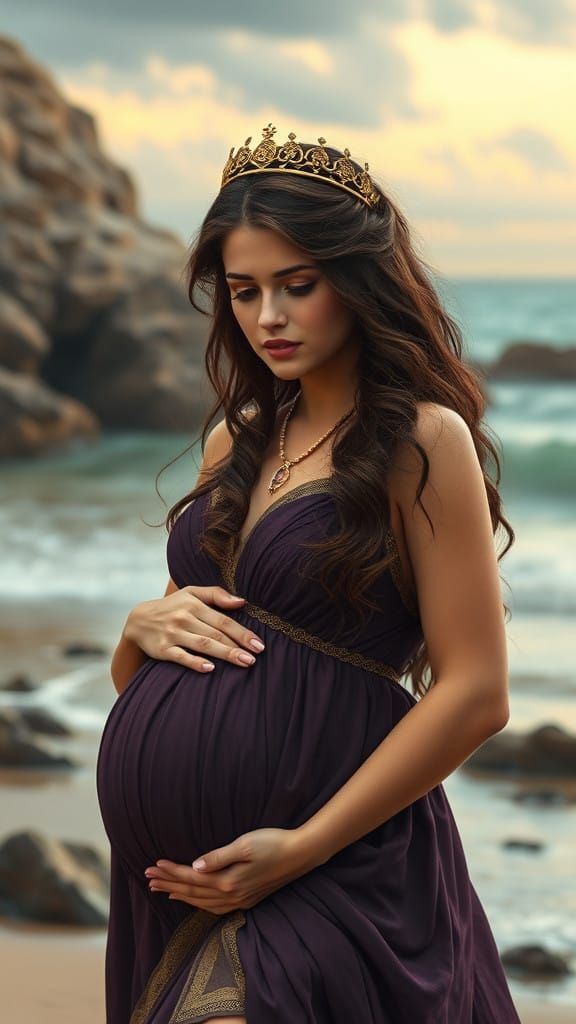 Ethereal Princess in Dark Purple and Gold Regalia