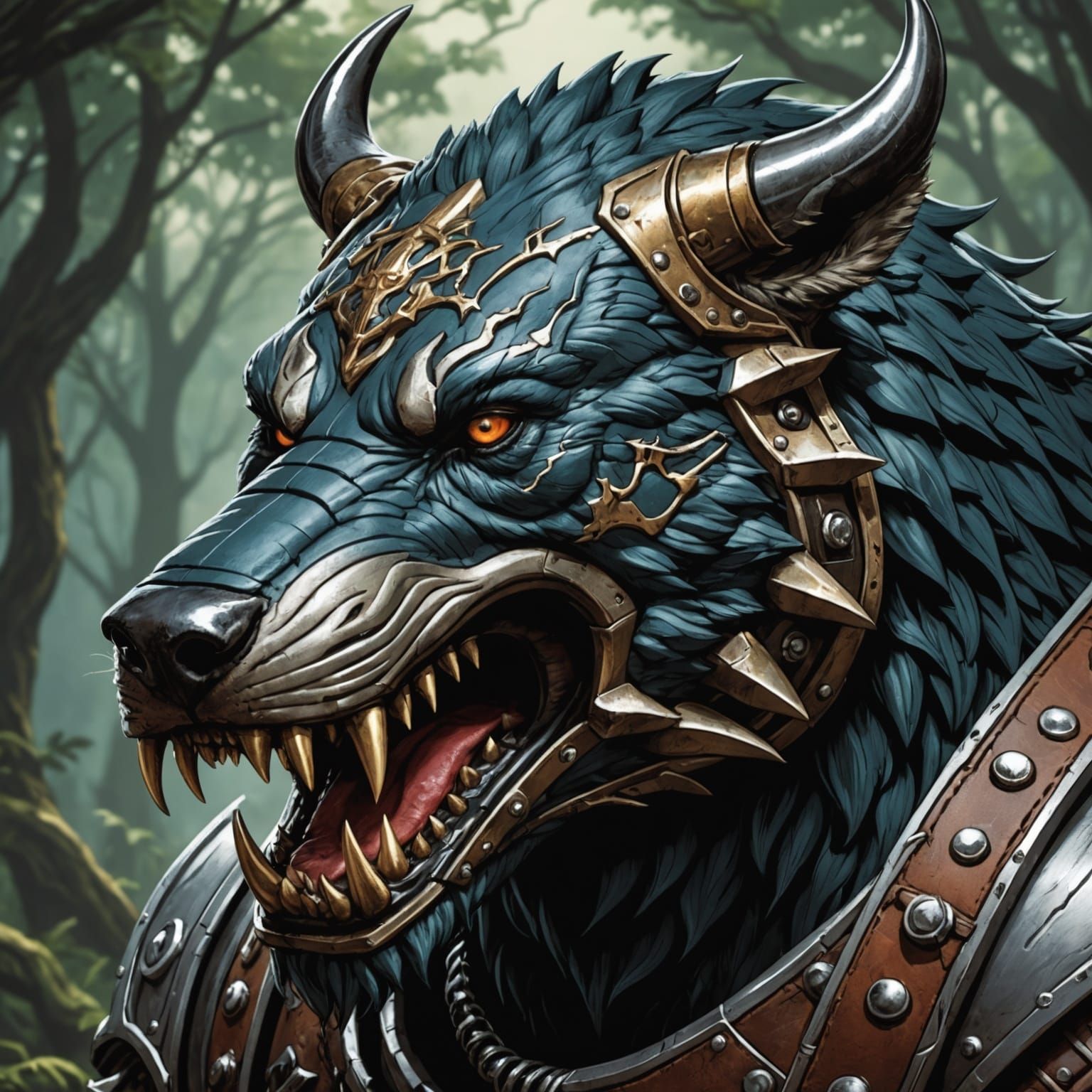 Wild Beast with Muzzle in Comic Book Style