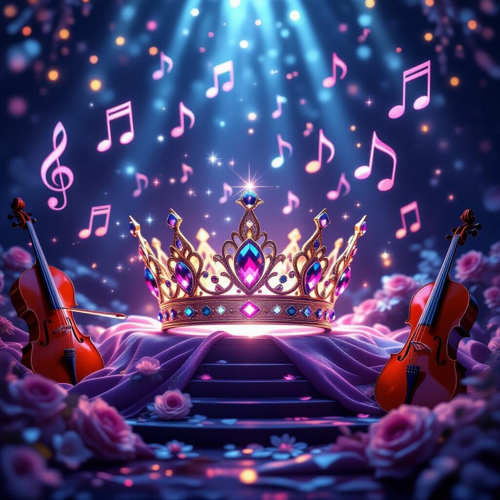 Regal Crowns and Tiaras with Musical Notes in Fantasy Art