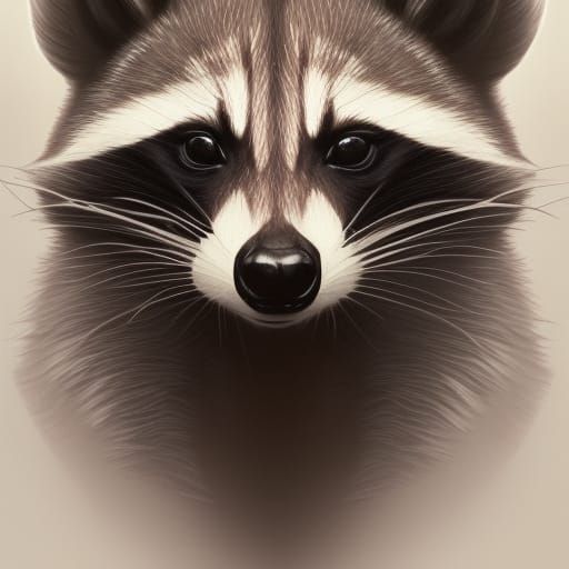 Detailed Raccoon Portrait in Hyperdetailed Style